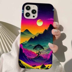 Renkli Dağlar Tasarımlı Silikon Telefon Kılıfı