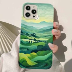 Yeşil Tonları Tasarımlı Silikon Telefon Kılıfı