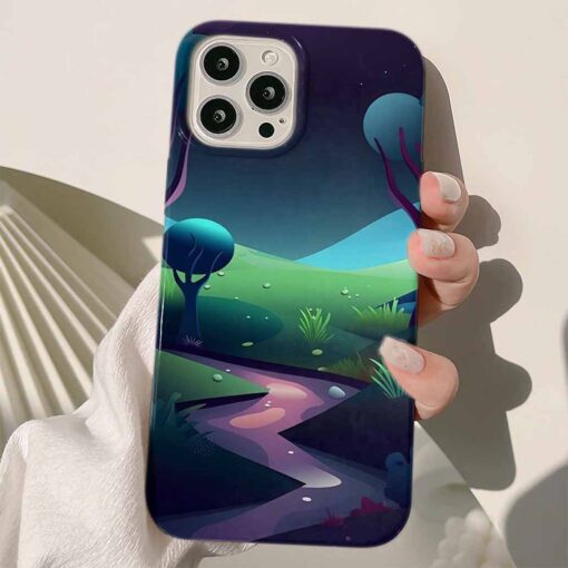 Soyut Doğa Manzarası Tasarımlı Silikon Telefon Kılıfı