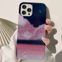 Pembe Bulutlar Tasarımlı Silikon Telefon Kılıfı