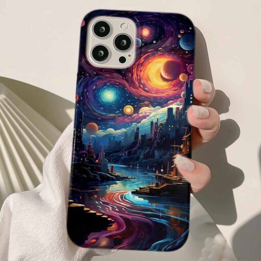 Renkli Gezegenler Tasarımlı Silikon Telefon Kılıfı