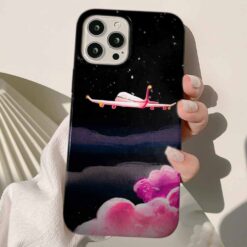 Pembe Uçak Tasarımlı Silikon Telefon Kılıfı