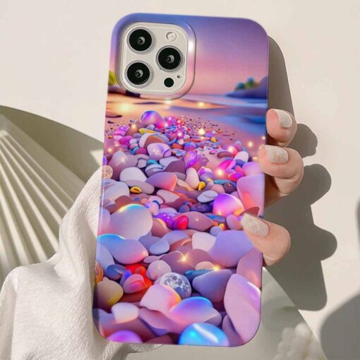 Renkli Taşlar Tasarımlı Silikon Telefon Kılıfı