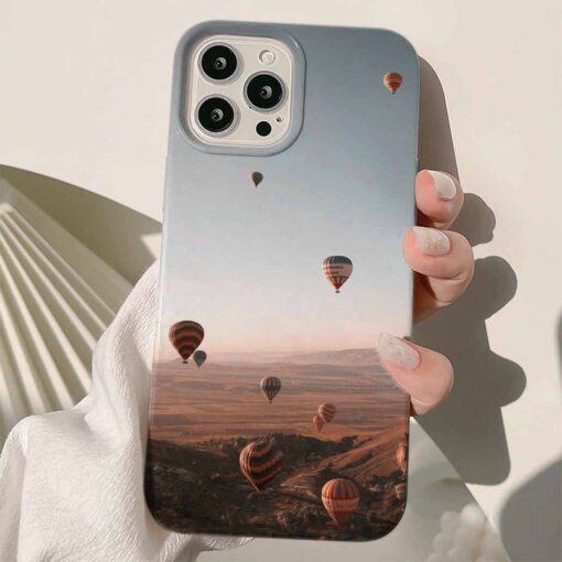 Çölde Balon Manzarası Tasarımlı Silikon Telefon Kılıfı