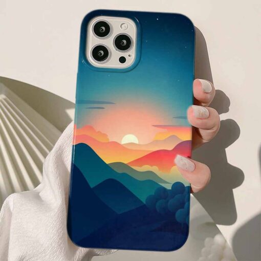Renkli Dağlar Tasarımlı Silikon Telefon Kılıfı