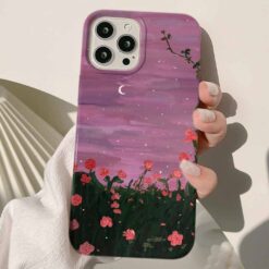 Pembe Çiçekler Tasarımlı Silikon Telefon Kılıfı
