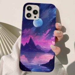 Mor Işıltılar Tasarımlı Silikon Telefon Kılıfı