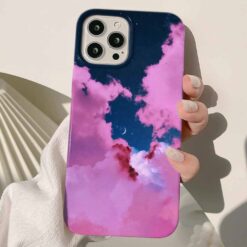 Pembe Bulutlar Tasarımlı Silikon Telefon Kılıfı