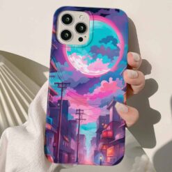 Mavi Pembe Bulutlar Tasarımlı Silikon Telefon Kılıfı