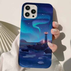 Kuzey Işıkları Tasarımlı Silikon Telefon Kılıfı