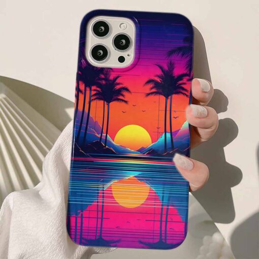 Günbatımı Manzarası Tasarımlı Silikon Telefon Kılıfı
