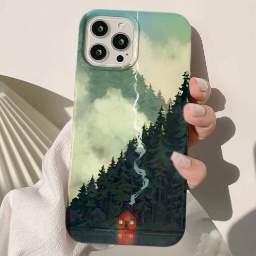Bacası Tüten Minik Ev Tasarımlı Silikon Telefon Kılıfı