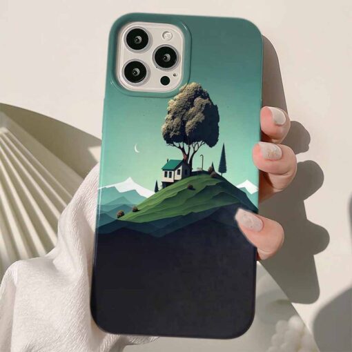 Tepedeki Ev Tasarımlı Silikon Telefon Kılıfı