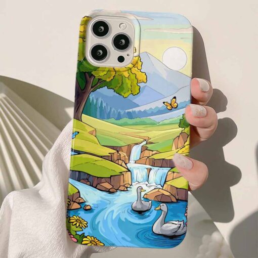 Sudaki Ördekler Tasarımlı Silikon Telefon Kılıfı