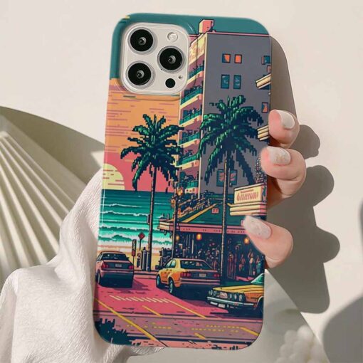 Miami Sokakları Tasarımlı Silikon Telefon Kılıfı