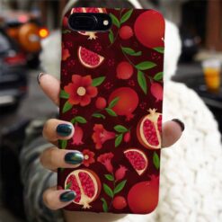 Nar Ve Çiçekleri Tasarımlı Silikon Telefon Kılıfı