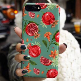 Nar Ve Çiçekler Tasarımlı Silikon Telefon Kılıfı