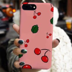 Kiraz Ve Yaprakları Tasarımlı Silikon Telefon Kılıfı