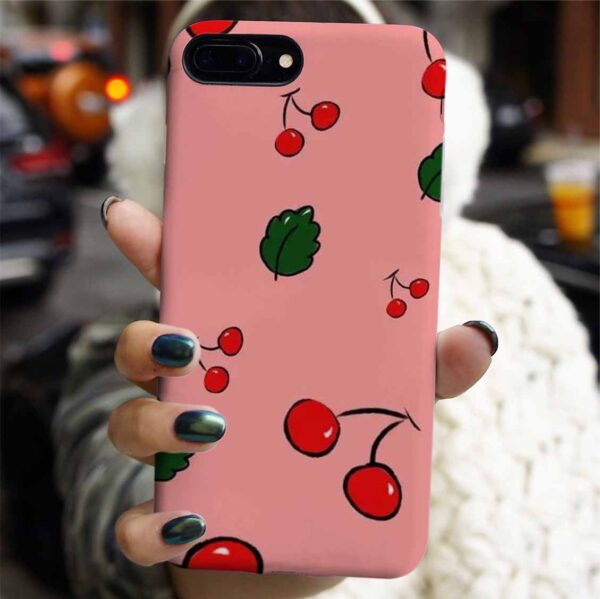 Kiraz Ve Yaprakları Tasarımlı Silikon Telefon Kılıfı