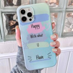 Happy With What Tasarımlı Silikon Telefon Kılıfı