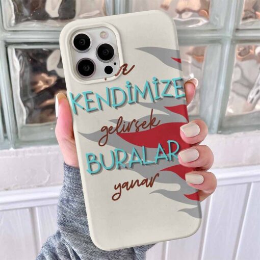Kendimize Gelirsek Bunlar Yanar Tasarımlı Silikon Telefon Kılıfı