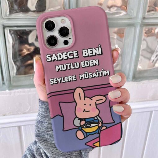 Mutlu Eden Şeylere Müsaitim Tasarımlı Silikon Telefon Kılıfı