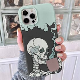 İskeleti Buharlı Kahve Tasarımlı Silikon Telefon Kılıfı