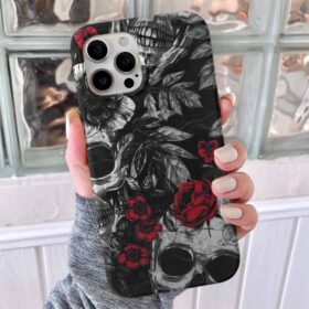 Flower Skeleton Tasarımlı Silikon Telefon Kılıfı