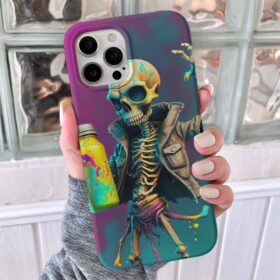 Grafiti İskelet Tasarımlı Silikon Telefon Kılıfı