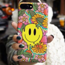 Renkli Çiçekler Smile Tasarımlı Silikon Telefon Kılıfı