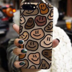 kahve Rengi Tonları Smile Tasarımlı Silikon Telefon Kılıfı