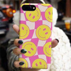 Pembe Damalı Smile Tasarımlı Silikon Telefon Kılıfı
