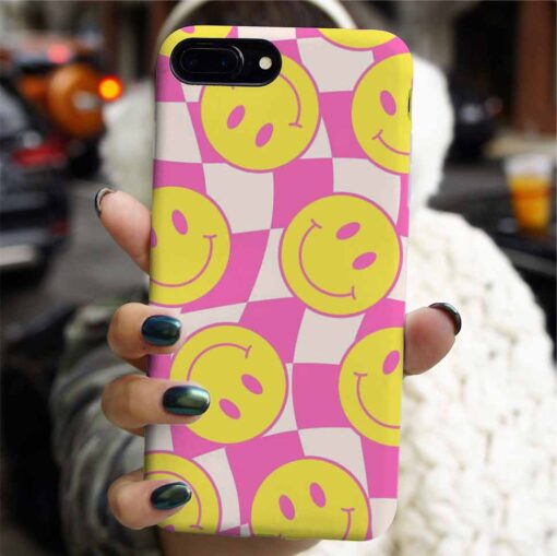 Pembe Damalı Smile Tasarımlı Silikon Telefon Kılıfı