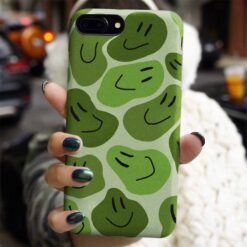 Yeşil Tonları Smile Tasarımlı Silikon Telefon Kılıfı