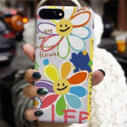 Renkli Papatya Smile Tasarımlı Silikon Telefon Kılıfı