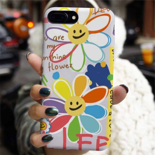 Renkli Papatya Smile Tasarımlı Silikon Telefon Kılıfı