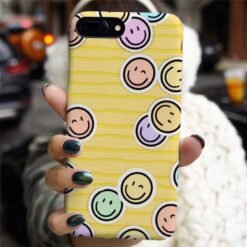 Sarı Çizğili Smile Tasarımlı Silikon Telefon Kılıfı