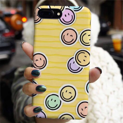 Sarı Çizğili Smile Tasarımlı Silikon Telefon Kılıfı