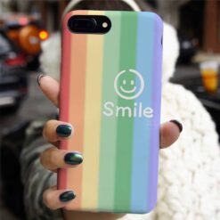 Gökkuşağı Smile Tasarımlı Silikon Telefon Kılıfı
