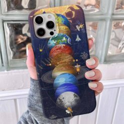 Abstract Güneş Sistemi Tasarımlı Silikon Telefon Kılıfı