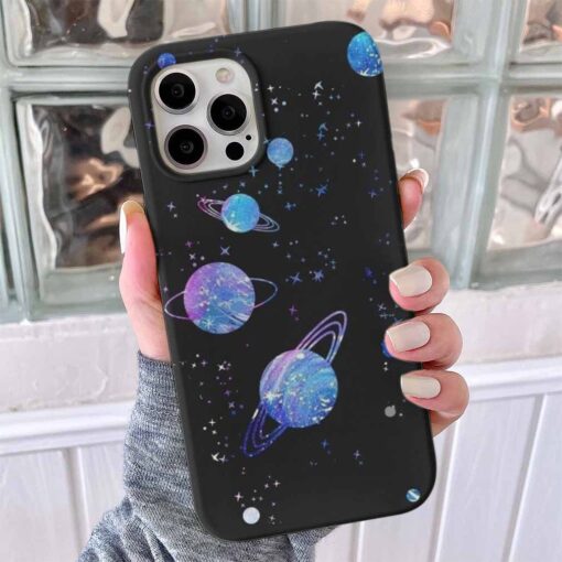 Işıklı Gezegenler Tasarımlı Silikon Telefon Kılıfı
