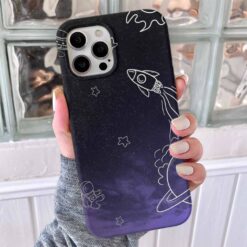 Uzay Çizimi Tasarımlı Silikon Telefon Kılıfı
