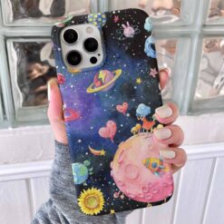 Pembe Ay Tasarımlı Silikon Telefon Kılıfı