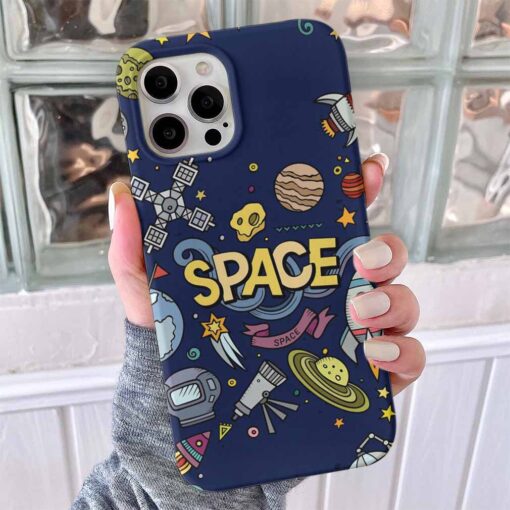 Space Vektorel Tasarımlı Silikon Telefon Kılıfı