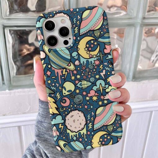 Soyut Gezegenler Tasarımlı Silikon Telefon Kılıfı