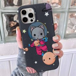 Kedi Astranot Tasarımlı Silikon Telefon Kılıfı