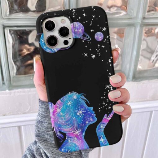 Galaxy Üflemesi Tasarımlı Silikon Telefon Kılıfı