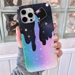 Boyadaki Galaxy Tasarımlı Silikon Telefon Kılıfı