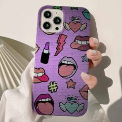 Lips Sticker Tasarımlı Silikon Telefon Kılıfı