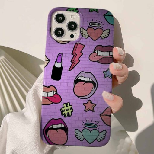 Lips Sticker Tasarımlı Silikon Telefon Kılıfı